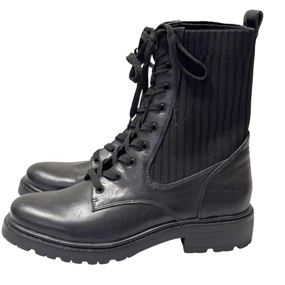 Sam Edelman Lydell Lace Up Combat Chelsea Boot Black 9 - Picture 3 of 14